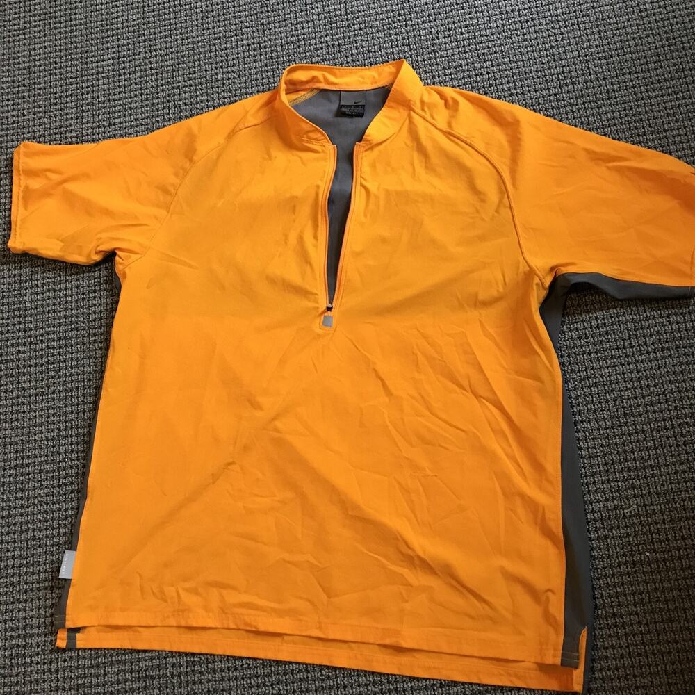 Nike Dri_Fit 1/2-zip Pullover‎ Short Sleeve Large Orange